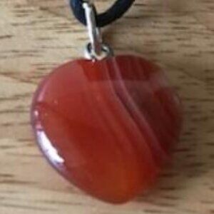 Orange Druzy  Geode Agate Heart Pendant Gemstone Necklace